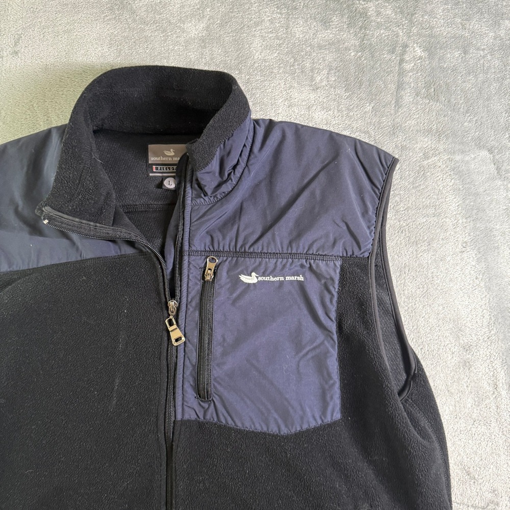 Southern Marsh Fieldtec Fleece Vest Navy Blue Size Large Full Zip Outdoor Mens